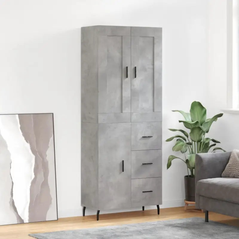 Hoge kast in grijs sonoma van bewerkt hout voor een stijlvolle uitstraling - Betongrijs / 1 / 1 deur 3 lades