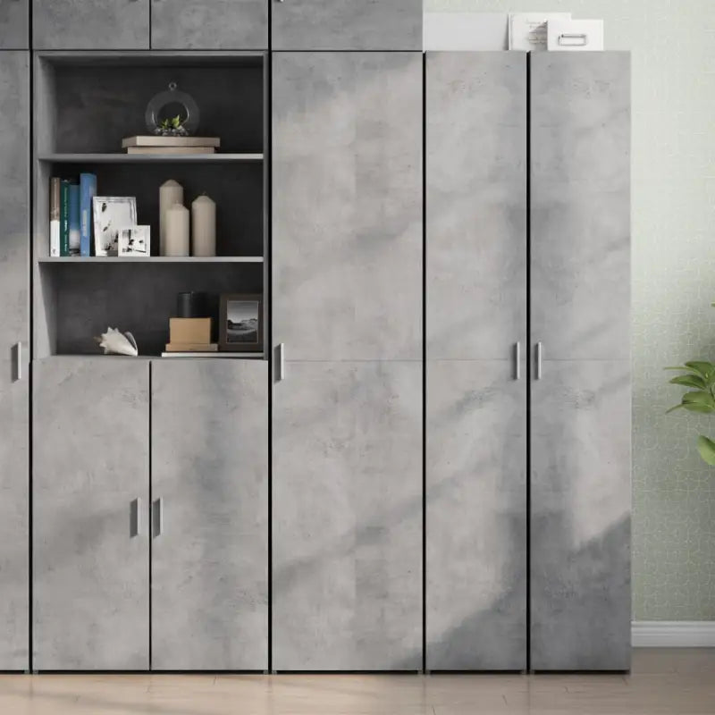 Hoge kast in grijs sonoma van bewerkt hout voor een stijlvolle interieurubouw - Betongrijs / 1 - Dressoirs &