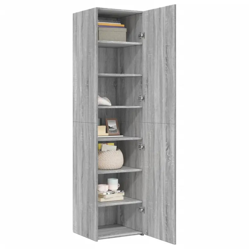 Hoge kast in grijs sonoma van bewerkt hout voor een stijlvolle interieurubouw - Dressoirs & buffetkasten