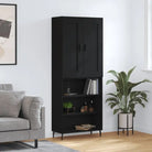 Hoge kast in grijs sonoma van bewerkt hout voor een stijlvolle uitstraling - Zwart / 1 / 3 schappen - Dressoirs &