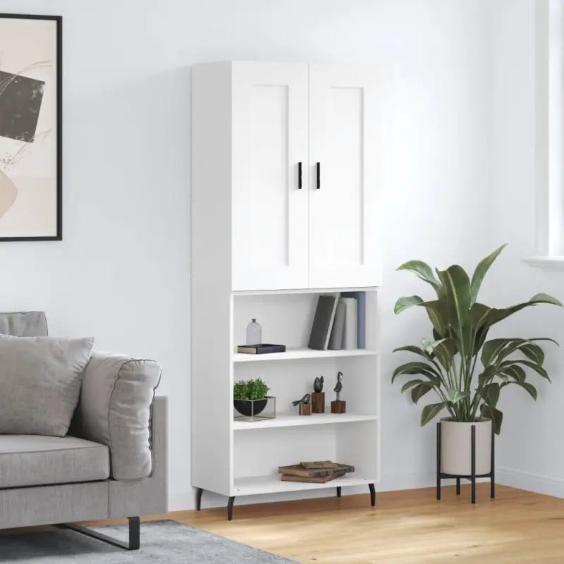 Hoge kast in grijs sonoma van bewerkt hout voor een stijlvolle uitstraling - Wit / 1 / 3 schappen - Dressoirs &