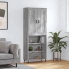 Hoge kast in grijs sonoma van bewerkt hout voor een stijlvolle uitstraling - Dressoirs & buffetkasten