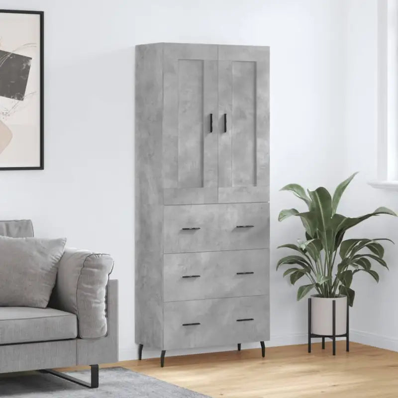 Hoge kast in grijs sonoma van bewerkt hout voor een stijlvolle uitstraling - Betongrijs / 1 / 3 lades - Dressoirs &