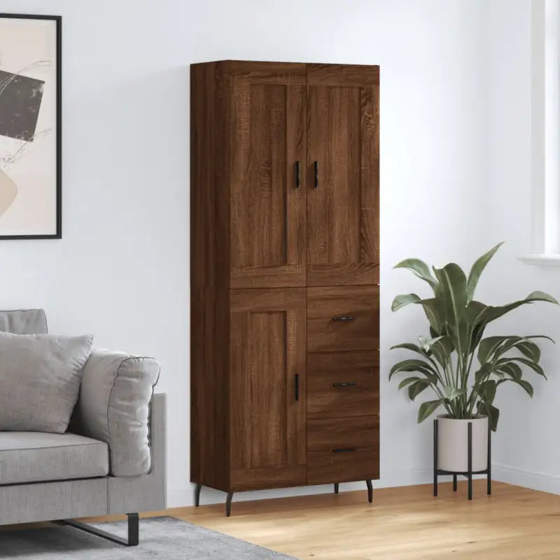 Hoge kast in grijs sonoma van bewerkt hout voor een stijlvolle uitstraling - bruin eikenkleur / 1 / 1 houten deur 3