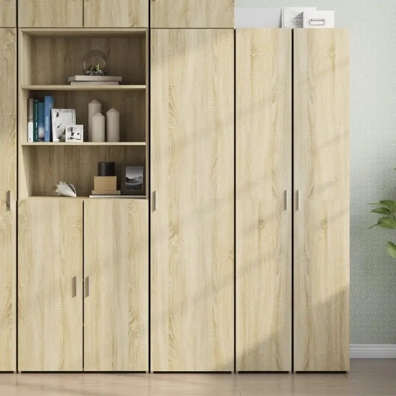 Hoge kast in grijs sonoma van bewerkt hout voor een stijlvolle interieurubouw - Sonoma eiken / 1 - Dressoirs &