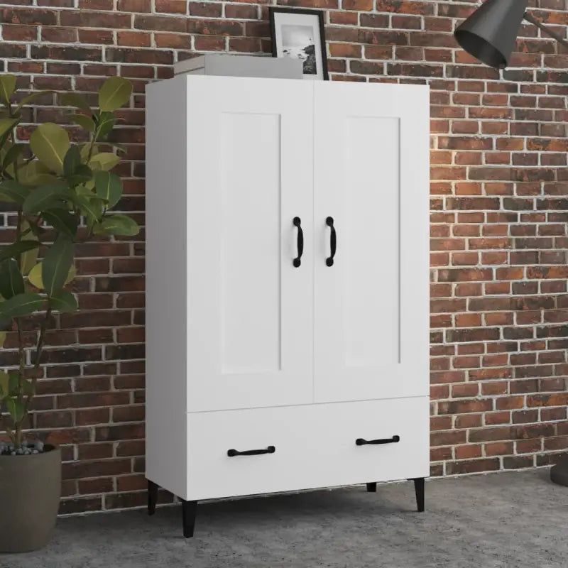 Hoge kast in hoogglans wit bewerkt hout voor een chique interieur - Wit / 1 - Dressoirs & buffetkasten