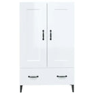 Hoge kast in hoogglans wit bewerkt hout voor een chique interieur - Dressoirs & buffetkasten