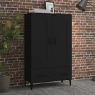 Hoge kast in hoogglans wit bewerkt hout voor een chique interieur - Zwart / 1 - Dressoirs & buffetkasten