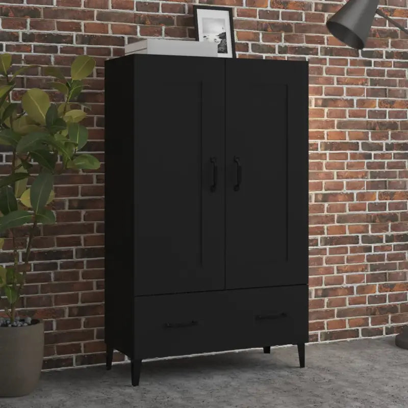 Hoge kast in hoogglans wit bewerkt hout voor een chique interieur - Zwart / 1 - Dressoirs & buffetkasten