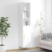 Hoge kast in hoogglans wit van bewerkt hout met unieke charme - Dressoirs & buffetkasten
