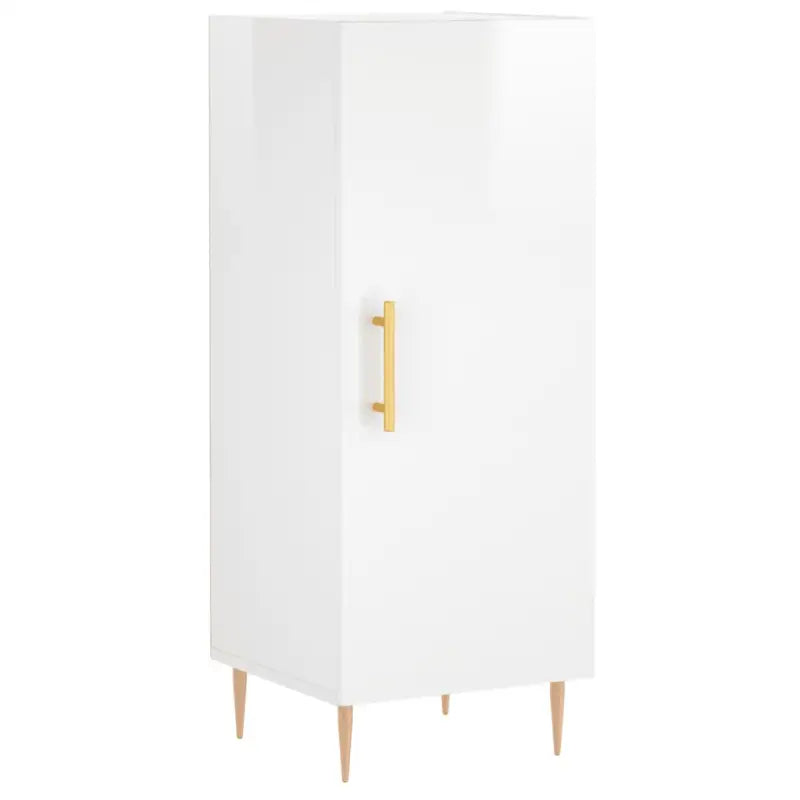 Hoge kast in hoogglans wit van bewerkt hout met unieke charme - Dressoirs & buffetkasten