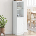 Hoge kast met glazen deur voor een trendy en duurzame interieurstijl - Wit / 1 - Dressoirs & buffetkasten