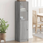 Hoge kast met glazen deur voor een trendy en duurzame interieurstijl - Grijs sonoma / 1 - Dressoirs & buffetkasten
