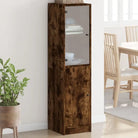 Hoge kast met glazen deur voor een trendy en duurzame interieurstijl - Gerookt eiken / 1 - Dressoirs & buffetkasten