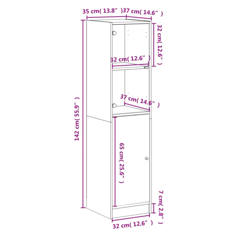Hoge kast met glazen deur voor een trendy en duurzame interieurstijl - Dressoirs & buffetkasten