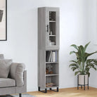 Hoge kast met ijzeren poten en bewerkt hout voor een trendy interieur - Grijs sonoma / 1 / 3 schappen - Dressoirs &
