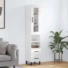 Hoge kast met ijzeren poten en bewerkt hout voor een trendy interieur - Hoogglans wit / 1 / 2 lades 2 schappen