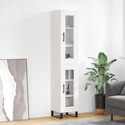 Hoge kast met ijzeren poten en bewerkt hout voor een trendy interieur - Wit / 1 / 1 glazen deur - Dressoirs &