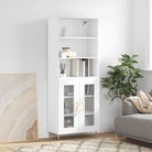 Hoge kast met ijzeren poten van bewerkt hout voor een stijlvolle look - Wit / 1 / 2 glazen deuren - Dressoirs &