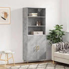 Hoge kast met ijzeren poten van bewerkt hout voor een stijlvolle look - Betongrijs / 1 / 2 deuren - Dressoirs &