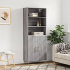 Hoge kast met ijzeren poten van bewerkt hout voor een stijlvolle look - Grijs sonoma / 1 / 2 deuren - Dressoirs &