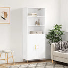 Hoge kast met ijzeren poten van bewerkt hout voor een stijlvolle look - Wit / 1 / 2 deuren - Dressoirs & buffetkasten