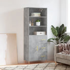 Hoge kast met ijzeren poten van bewerkt hout voor een stijlvolle look - Betongrijs / 1 / 1 deur 3 lades - Dressoirs &