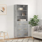 Hoge kast met ijzeren poten van bewerkt hout voor een stijlvolle look - Betongrijs / 1 / 3 lades - Dressoirs &