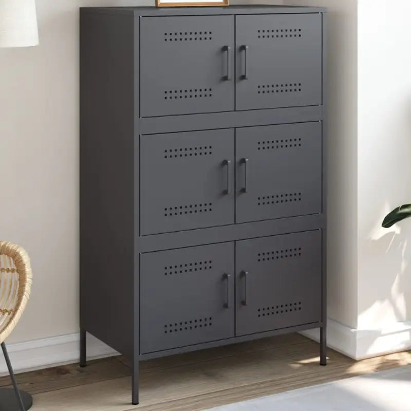 Hoge kast met industriële stijl voor woonkamer of slaapkamer - Antraciet / 1 - Dressoirs & buffetkasten