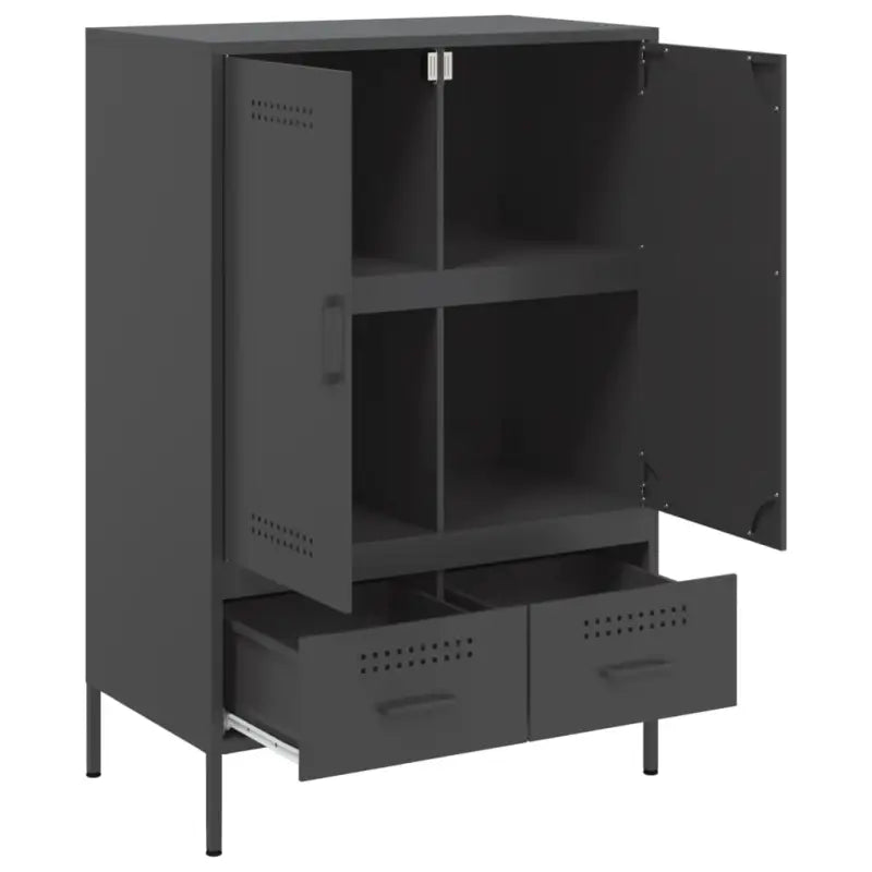 Hoge kast met koudgewalst staal en verstelbare schroefpoten - Dressoirs & buffetkasten