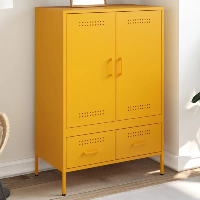 Hoge kast met koudgewalst staal en verstelbare schroefpoten - Geel / 1 - Dressoirs & buffetkasten