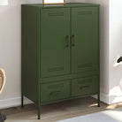Hoge kast met koudgewalst staal en verstelbare schroefpoten - Groen / 1 - Dressoirs & buffetkasten