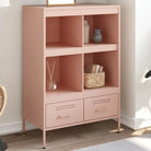 Hoge kast met koudgewalst staal en verstelbare schroefpoten - Roze / 1 - Dressoirs & buffetkasten