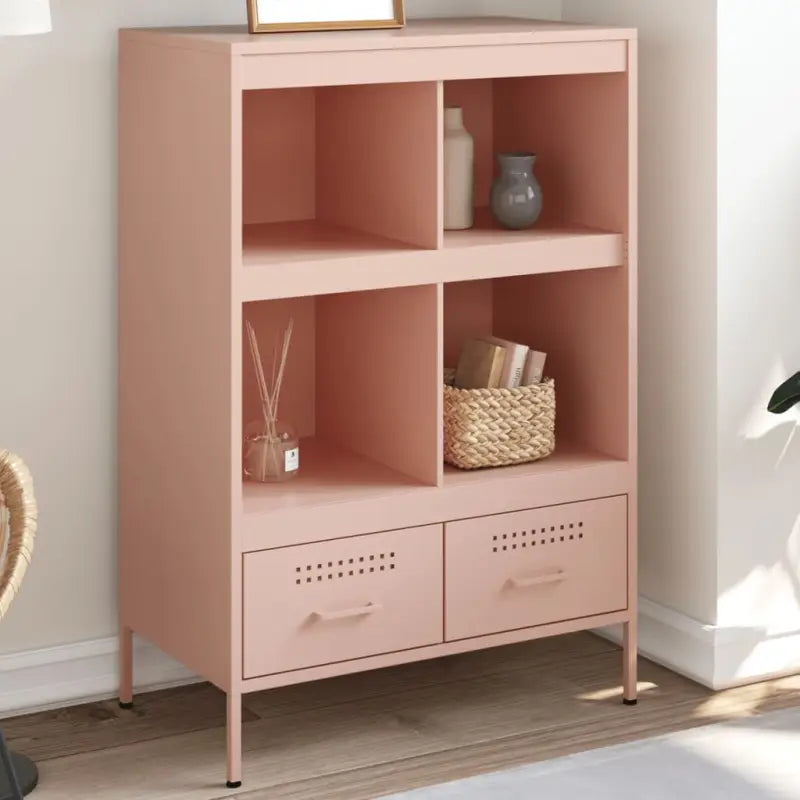 Hoge kast met koudgewalst staal en verstelbare schroefpoten - Roze / 1 - Dressoirs & buffetkasten