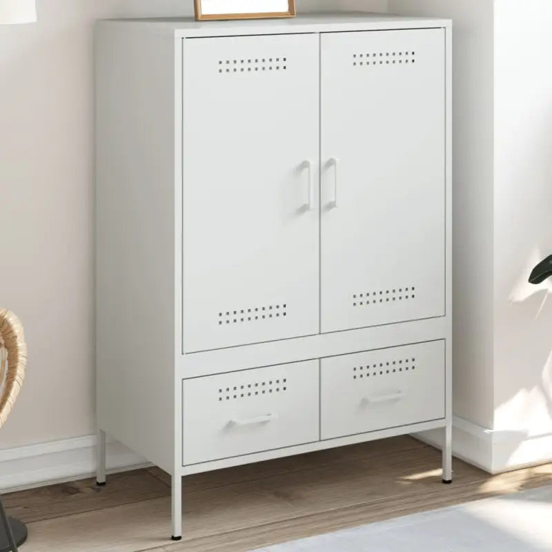 Hoge kast met koudgewalst staal en verstelbare schroefpoten - Wit / 1 - Dressoirs & buffetkasten