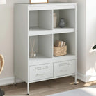 Hoge kast met koudgewalst staal en verstelbare schroefpoten - Wit / 1 - Dressoirs & buffetkasten
