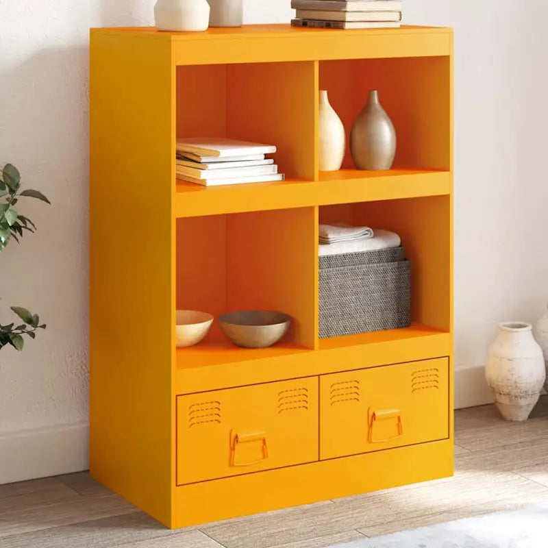 Hoge kast met koudgewalst staal voor een moderne uitstraling - Mosterdgeel / 1 - Dressoirs & buffetkasten