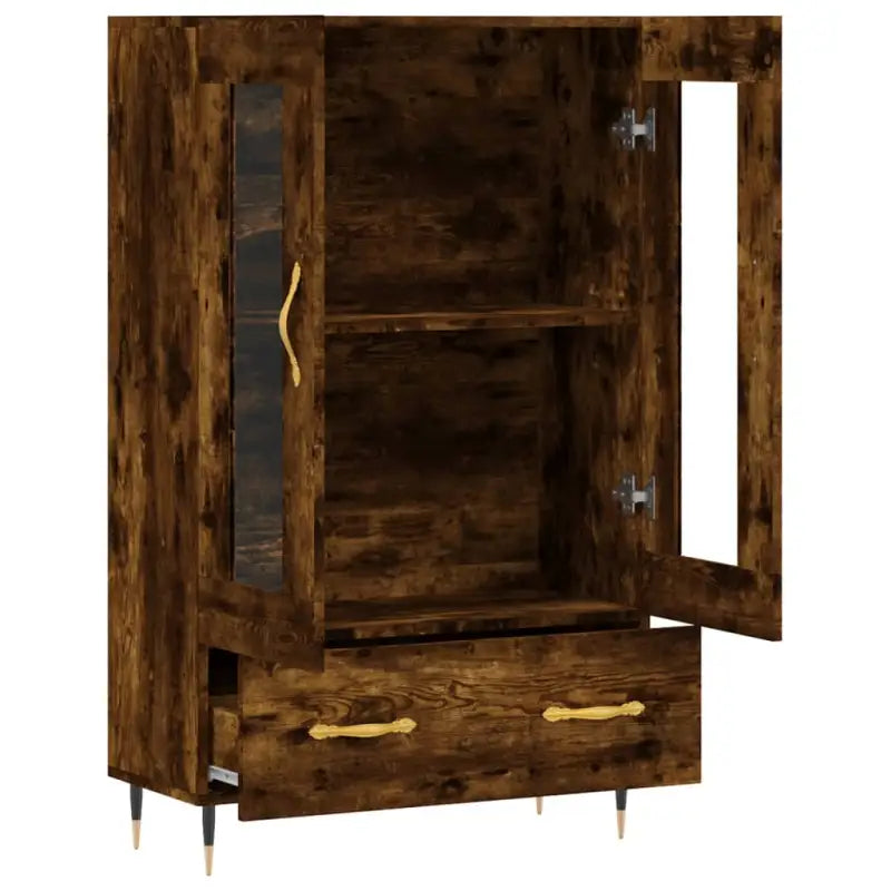Hoge kast met metalen poten en bewerkt hout voor moderne sfeer - Dressoirs & buffetkasten