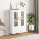 Hoge kast met metalen poten en bewerkt hout voor moderne sfeer - Hoogglans wit / 1 - Dressoirs & buffetkasten
