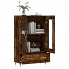 Hoge kast met metalen poten en bewerkt hout voor moderne sfeer - Dressoirs & buffetkasten