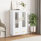 Hoge kast met metalen poten en bewerkt hout voor moderne sfeer - Wit / 1 - Dressoirs & buffetkasten