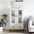 Hoge kast met metalen poten in hoogglans wit voor moderne interieurs - Hoogglans wit / 1 - Dressoirs & buffetkasten