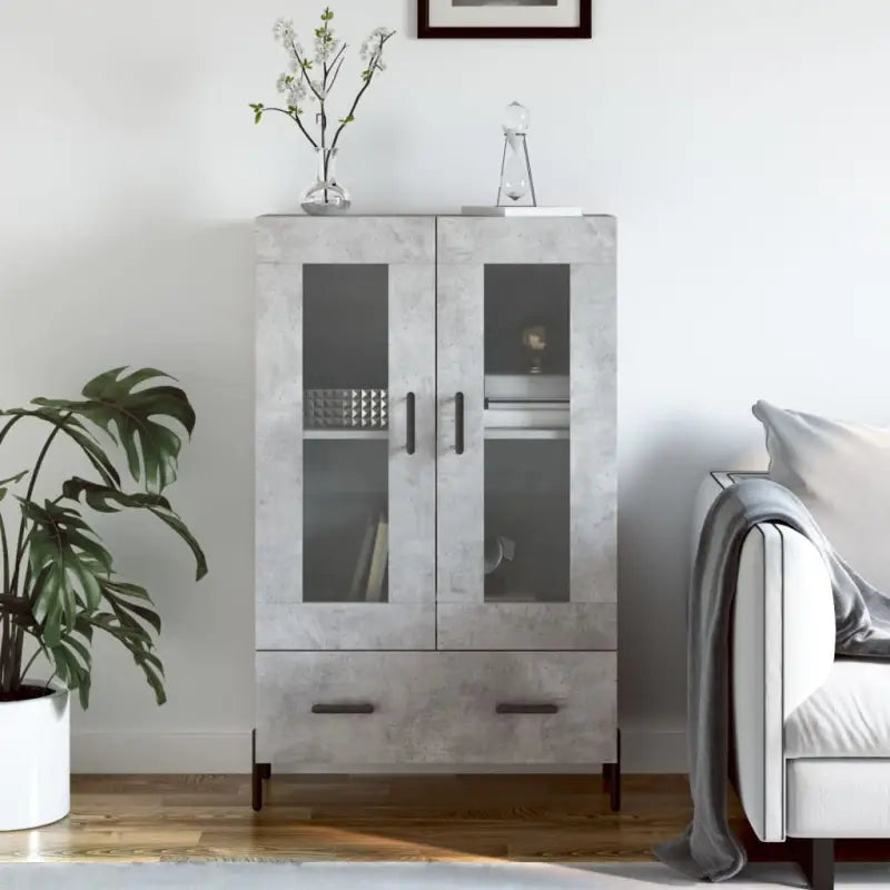 Hoge kast met metalen poten in hoogglans wit voor moderne interieurs - Betongrijs / 1 - Dressoirs & buffetkasten