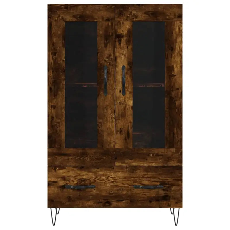 Hoge kast met metalen poten uit bewerkt hout voor moderne charme - Dressoirs & buffetkasten