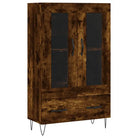 Hoge kast met metalen poten uit bewerkt hout voor moderne charme - Dressoirs & buffetkasten