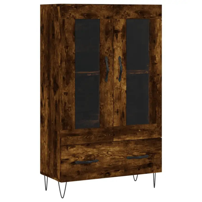 Hoge kast met metalen poten uit bewerkt hout voor moderne charme - Dressoirs & buffetkasten