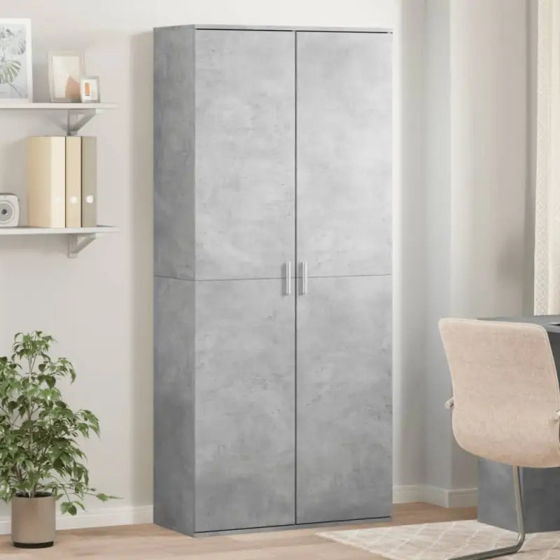 Hoge kast van bewerkt hout die gemakkelijk schoon te maken - Betongrijs / 1 - Opbergkasten & lockerkasten