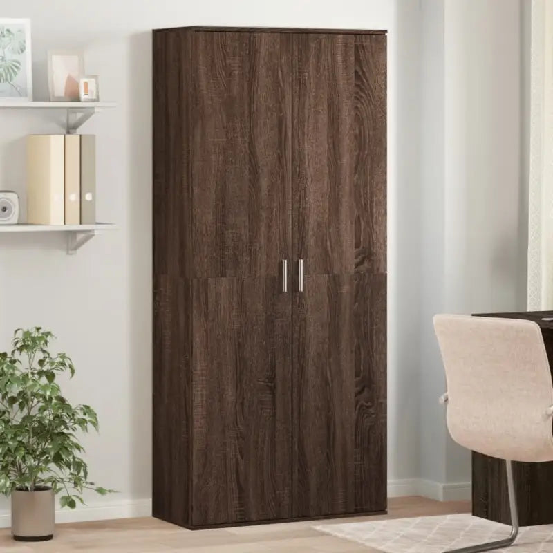 Hoge kast van bewerkt hout die gemakkelijk schoon te maken - bruin eikenkleur / 1 - Opbergkasten & lockerkasten