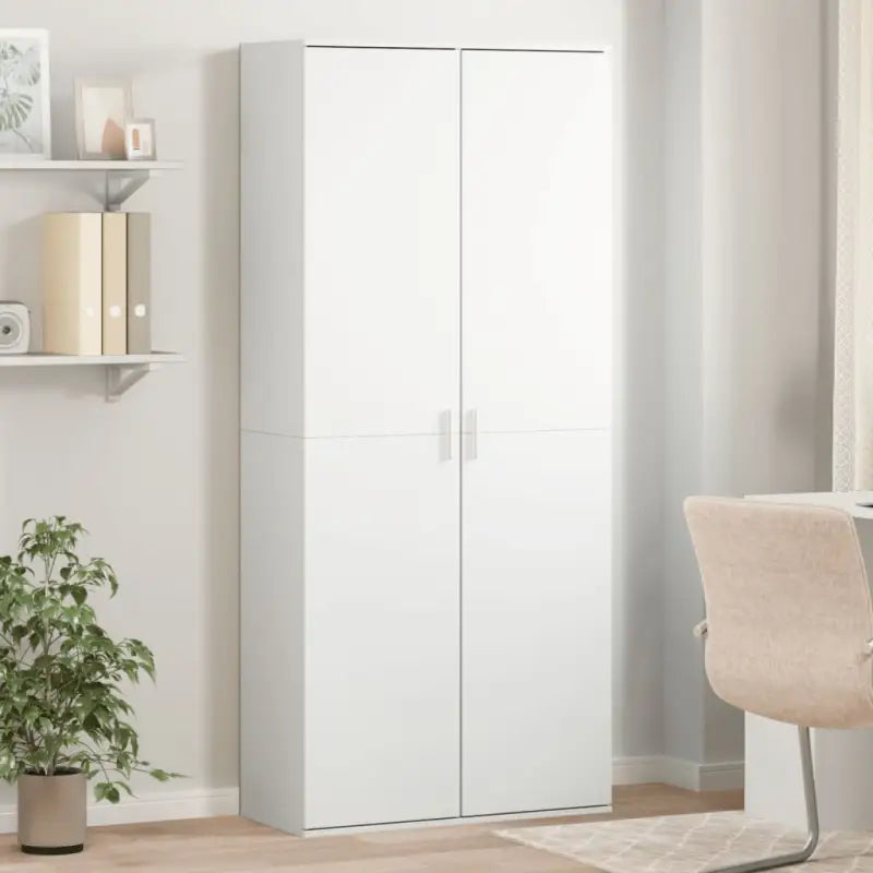 Hoge kast van bewerkt hout die gemakkelijk schoon te maken - Wit / 1 - Opbergkasten & lockerkasten