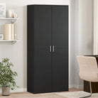 Hoge kast van bewerkt hout die gemakkelijk schoon te maken - Zwart / 1 - Opbergkasten & lockerkasten